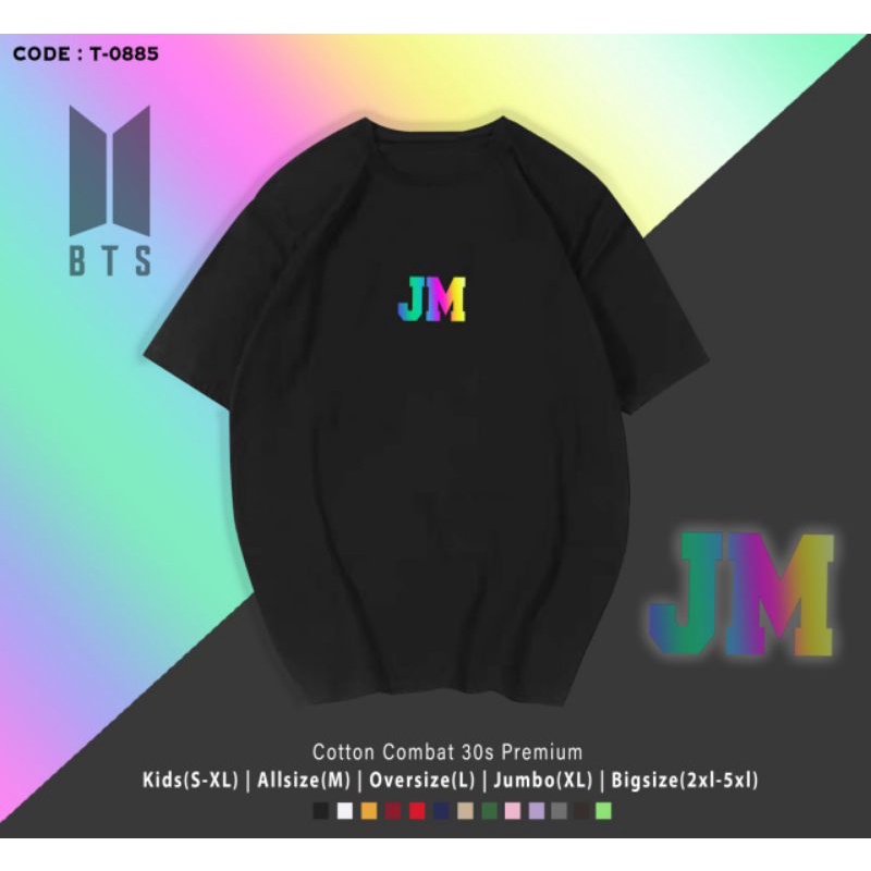 KAOS REFLEKTIF B T S/TSHIRT GAMBAR NYALA JK-JM-JIN-JHOPE-V-RM-SUGA