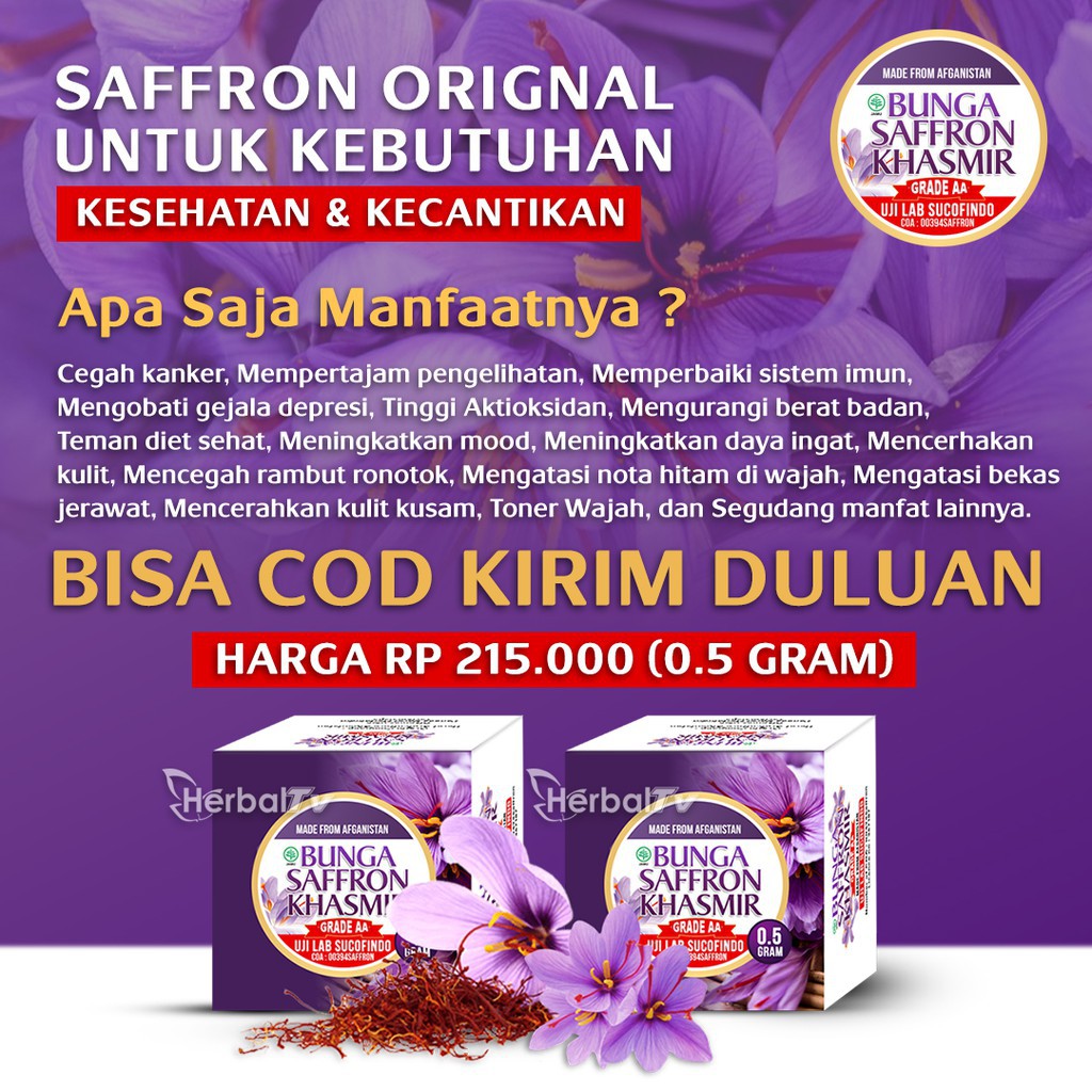 Obat Herbal Asam Lambung Bunga Saffron Khasmir 0 5 Gram Yogyakarta Shopee Indonesia