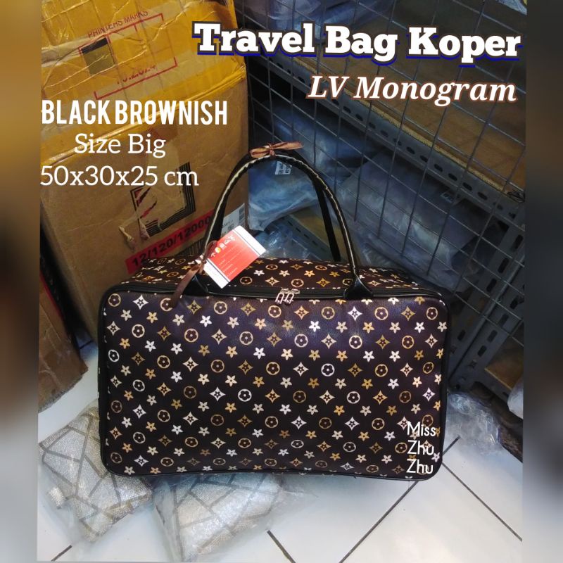 Travel Bag Koper LV Monogram Black Brownish size big _ TBK LV hitam kecoklatan ukuran besar (jumbo)