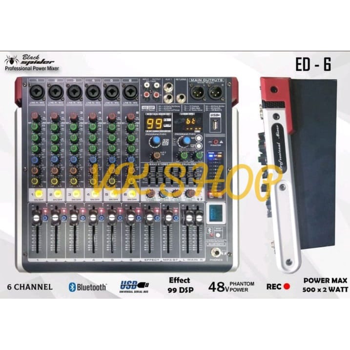 Power Mixer Blackspider ED 6 Black Spider ED6 6 Channel ED 06 / ED06