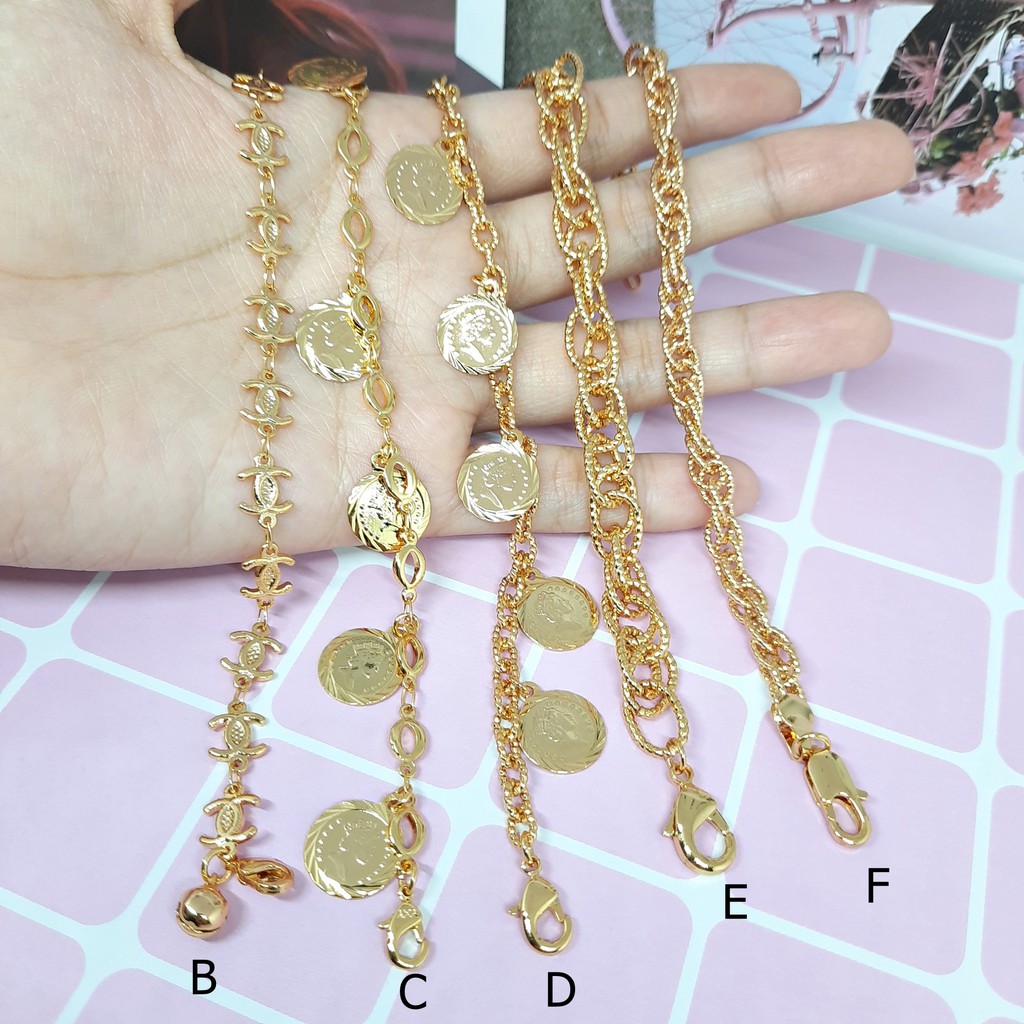 Gelang Koin Tambang Xuping Rantai Tebal Lilit Lapis Emas - BB217