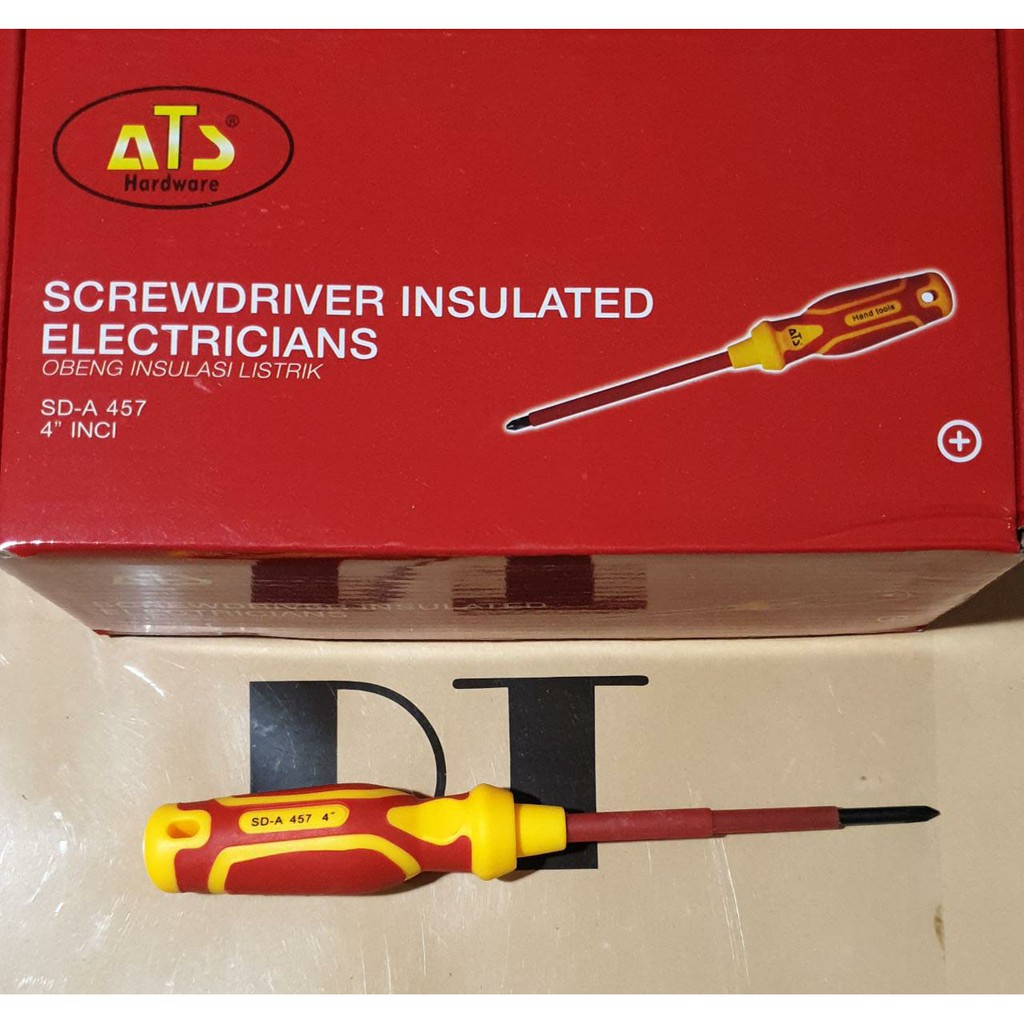 Obeng Elektrik ATS 4in + Obeng Listrik Karet Magnet 4 Plus Insulated Electric Screwdriver 4&quot;