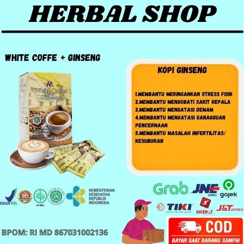 

white coffee with ginseng (minuman serbuk kopi + ginseng)