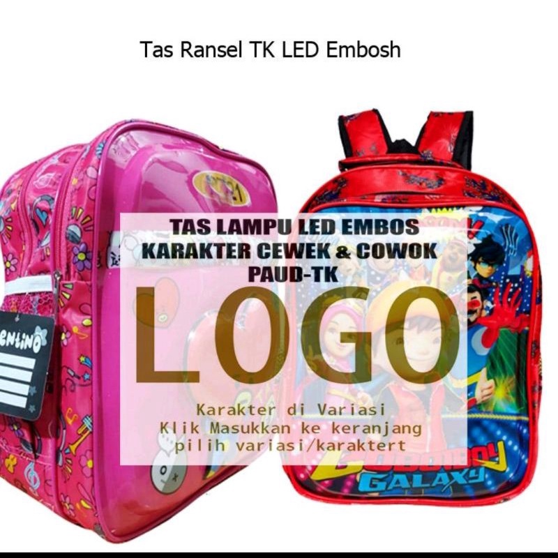 Tas Sekolah Anak TK LED Emboss - Farenbags