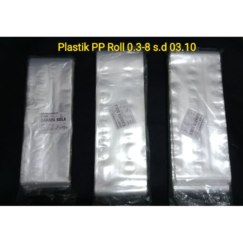Plastik PP Roll Tebal 0.3 Micron, Lebar 8 cm - 10 cm (Merk Cahaya Bola)