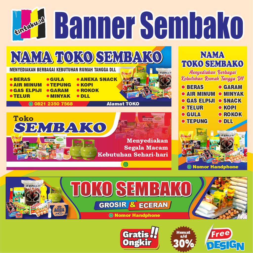 BANNER WARUNG TOKO SEMBAKO CUSTOM NAMA