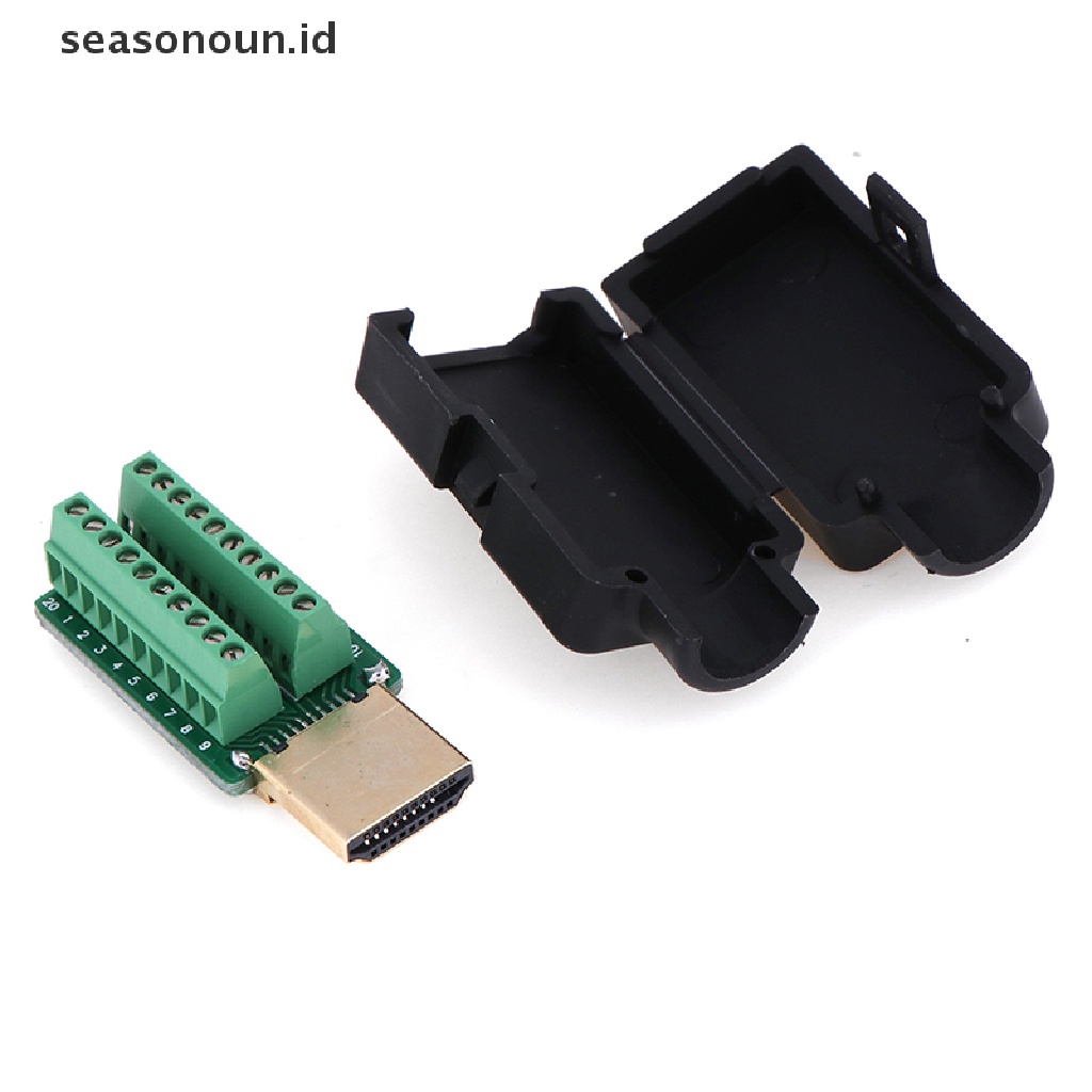 Konektor Terminal HDMI Male 19P Plug Breakout Tanpa Solder Dengan Penutup