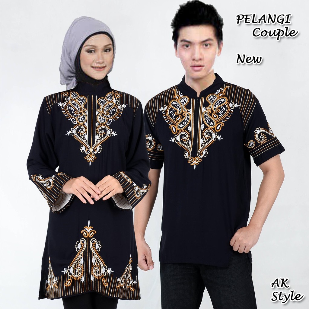FREEongkir [ Pelangi couple AK ] pakaian couple baju muslim warna hitam
