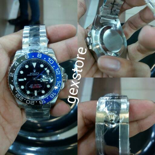 JAM TANGAN ROLEX GMT MASTER || 2 REPLIKA CLONE SWISS ETA BLACK BLUE