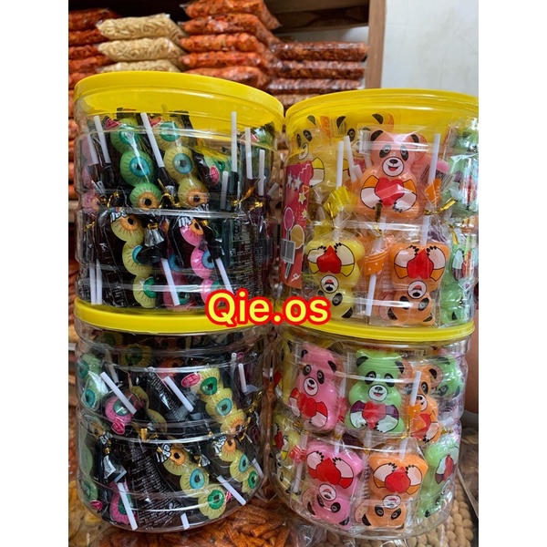permen lolipop viral mata beruang free toples isi 48