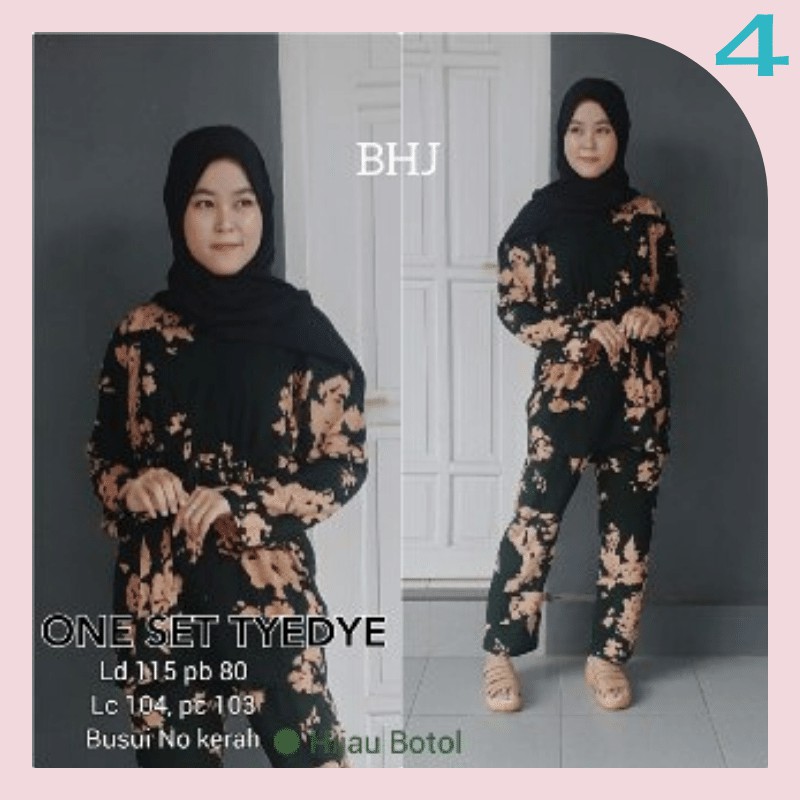 Tie Dye Tiedye Set Tie Die Tiedie One Set Busui Setelan Lengan Panjang Bahan Rayon Tebal Adem