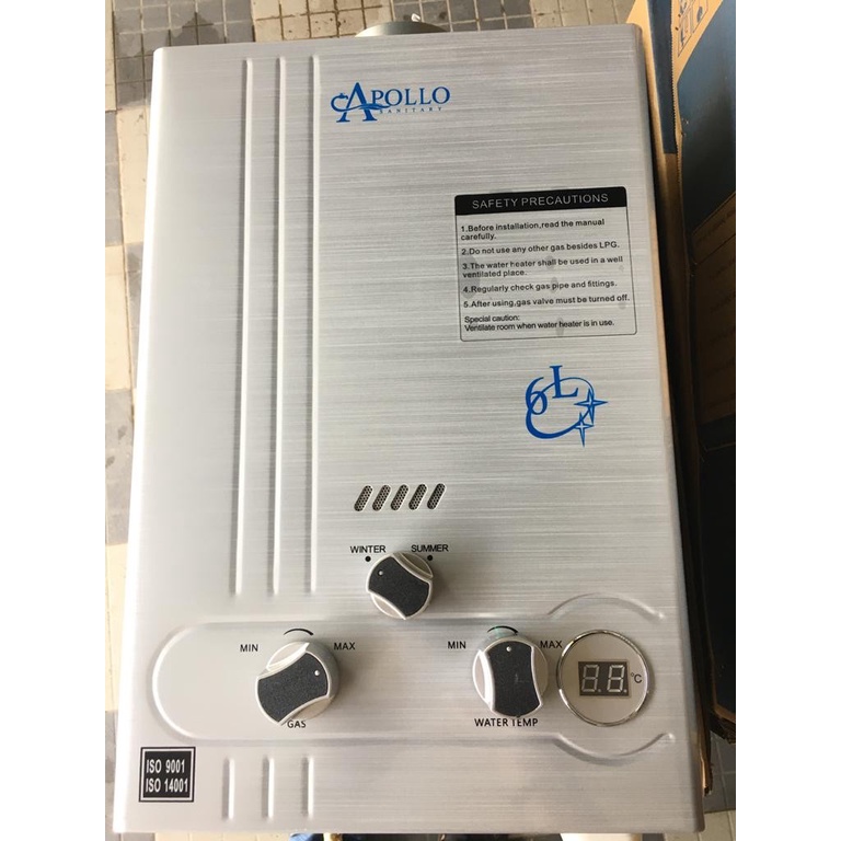 APOLLO APL 18 - 6 LED / 125 - 6 LED WATER HEATER GAS/PEMANAS AIR ORIGINAL