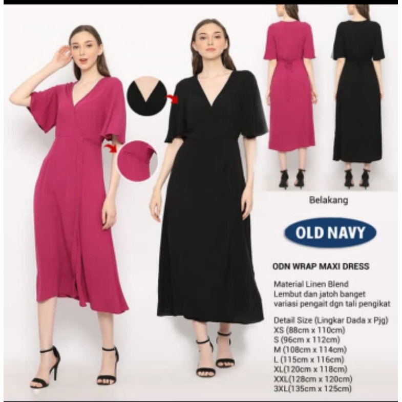 Dress Wanita Old Navy 181 Wrap Maxi Dress Terusan Panjang