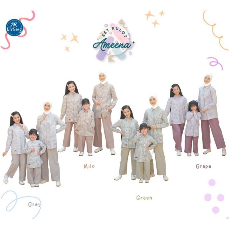 [ AMEENA ] By Ar Clothing set kulot Ameena for balita baby junior remaja mom dewasa seragam couple i