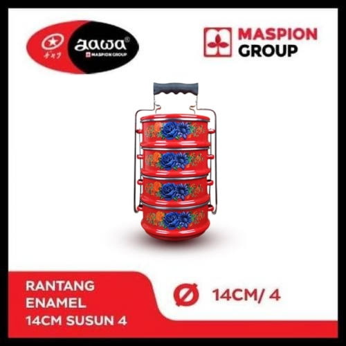 Rantang Maspion Enamel 14 cm, 4 Susun Rantang murah/Rantang susun stainless motif bunga - TD2