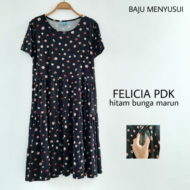 MAMIGAYA Nursing Wear FELICIA Pendek Dress Menyusui Baju ASI