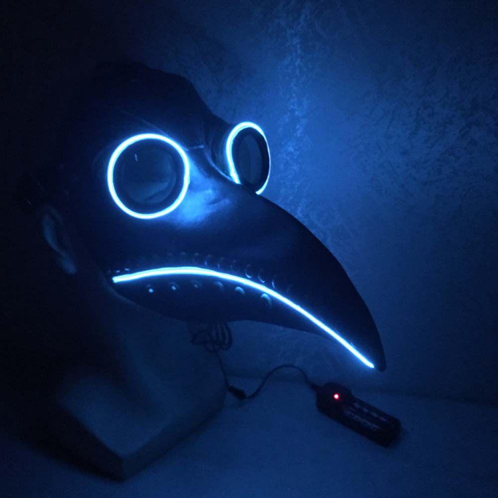 Needway Plague Doctor Mask Carnival Led Flash Masker Halloween Masker Twinkle Masker Lampu Led Hiasan Kepala Masker Anime Masker Glowing Masker Led Light up