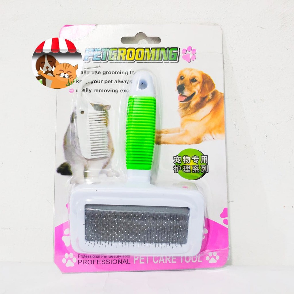 Sisir Kawat Pet Grooming Anjing Kucing Kelinci Full Totol Titik Karet