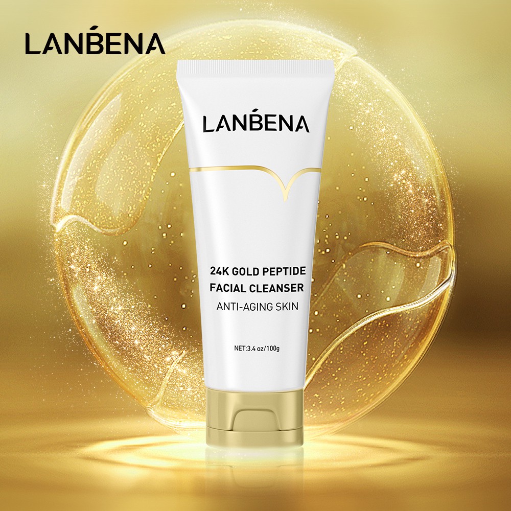 Lanbena 24k Gold Facial Cleanser -  Sabun Pembersih Wajah Peptida Emas 24k 100g