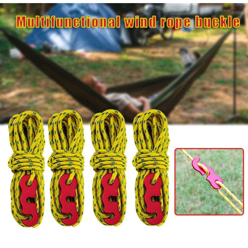 paket tali flysheet tenda reflektive 3mm lengkap denfan guyline alumunium