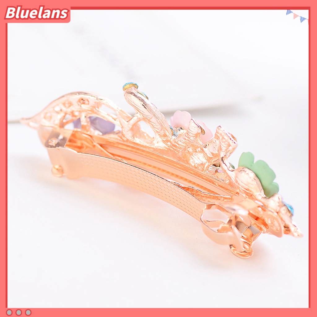 Bluelans Peacock Shape Hair Pin Flower Decor Shiny Hair Clip Tight Hair Styling Accessories