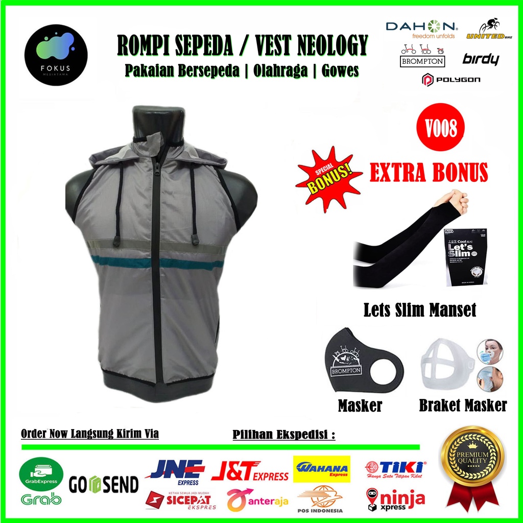 Rompi Sepeda Lipat Jaket Hoodie Olahraga Windbreaker Unisex - V008