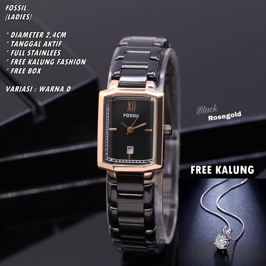 JAM TANGAN WANITA FASHION RANTAI BODY SEGI TANGGAL AKTIF FREE KALUNG