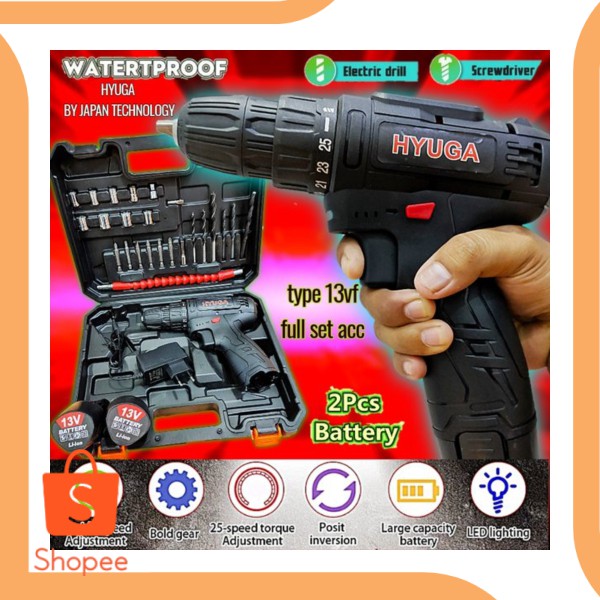 Jual Mesin bor baterai 13vf hyuga by uchiha cordless drill tanpa kabel 18t Diskon