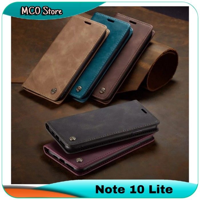 Casing Samsung Galaxy Note 10 Lite Flip Cover Card Solts Leather
