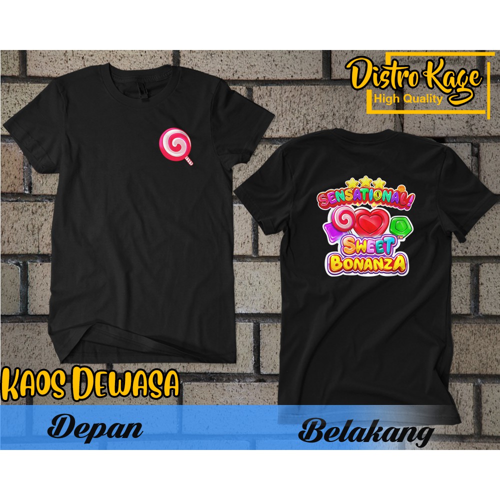Baju Kaos Pria Game Slot DB Lollipop Sensational Sweet Bonanza Ukuran Dewasa Unisex Cotton Combad 30