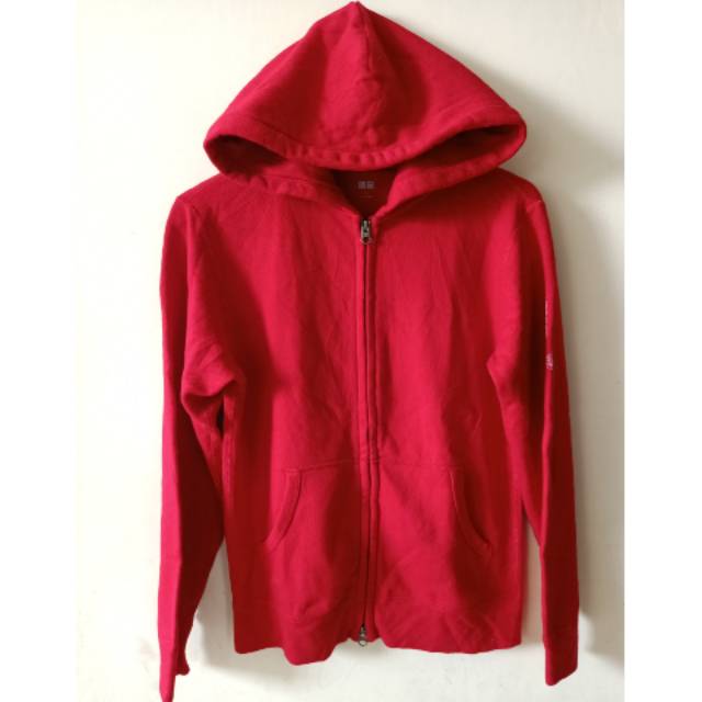 ZIP HOODIE UNIQLO RED ORIGINAL / JAKET UNIQLO ORIGINAL