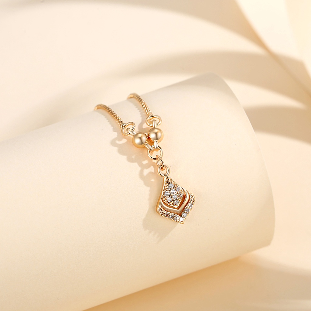 Y623 【COD】 Kalung Kristal Wanita Gold Titanium Steel Lapis Emas Anti Karat Korea Import