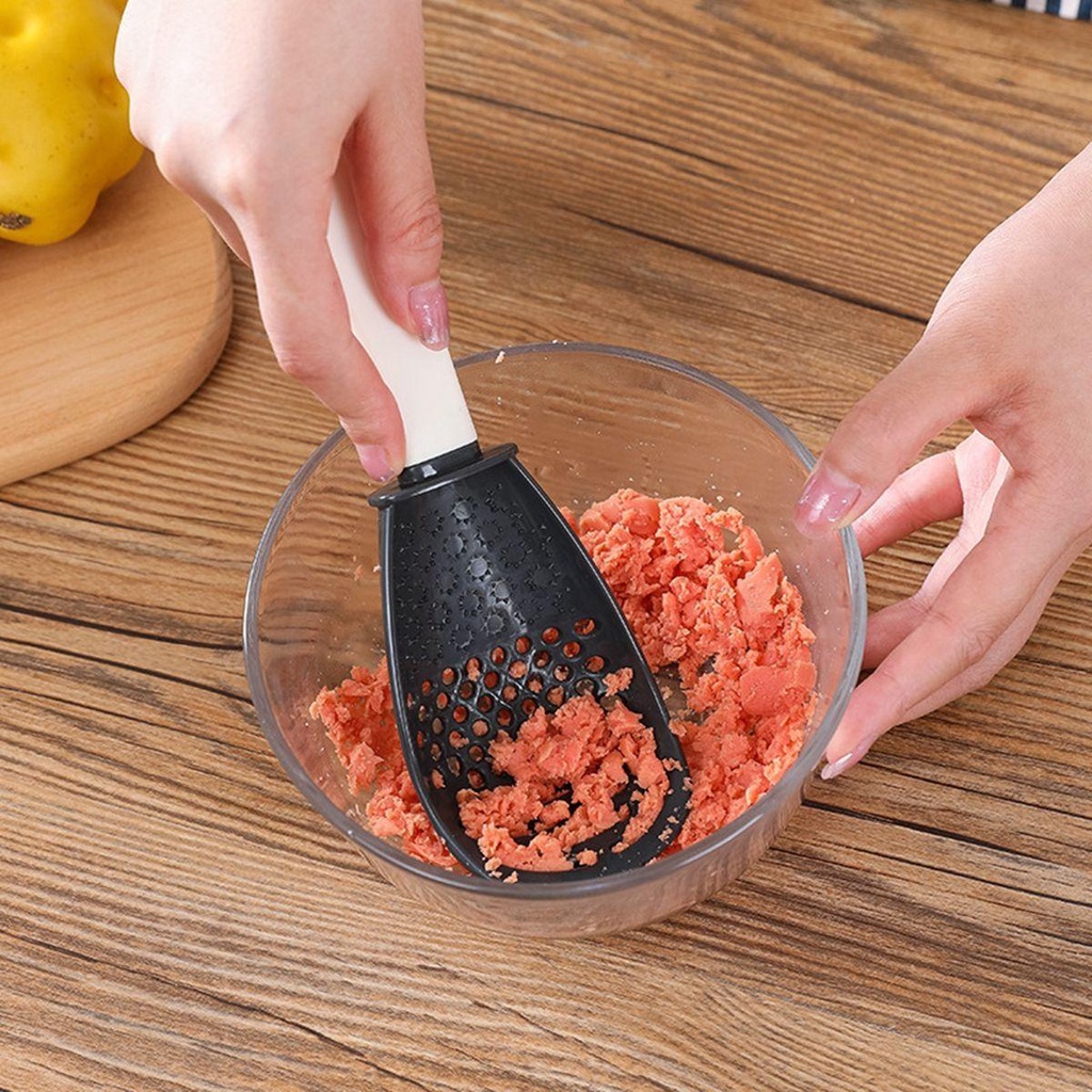 [Elegan] Sendok Masak Menekan Penggiling Tahan Panas Hanging Squeezer Chopper Colander