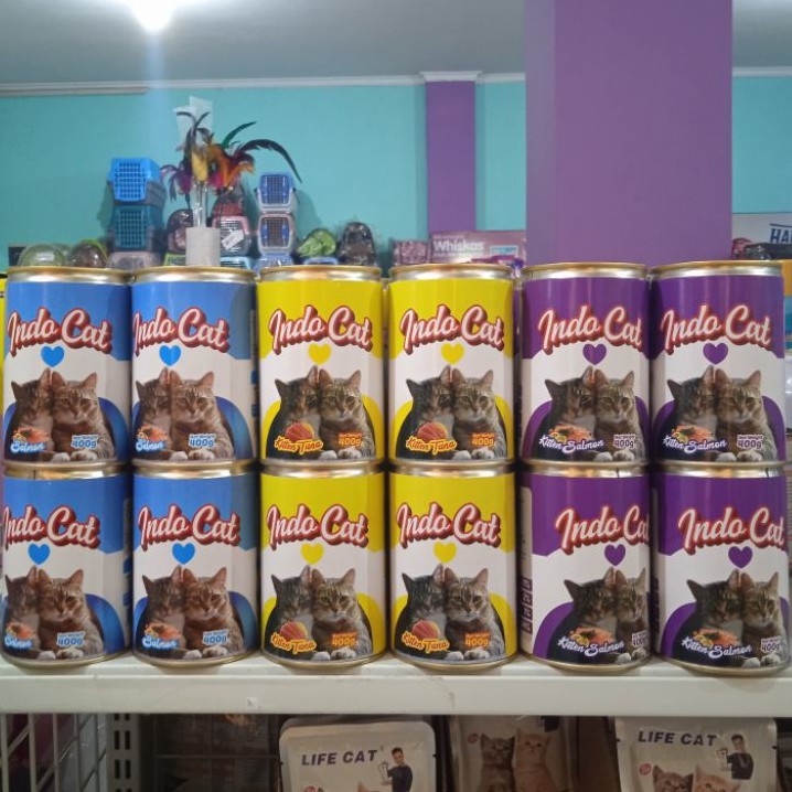 Makanan Kucing Indo Cat Adult &amp; kitten 400gr (isi 24 pcs) All varian - Cat food Wet food