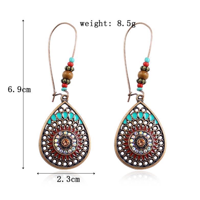 Pribadi fashion retro berbentuk drop anting-anting panjang enamel anting-anting ornamen fashion Baru