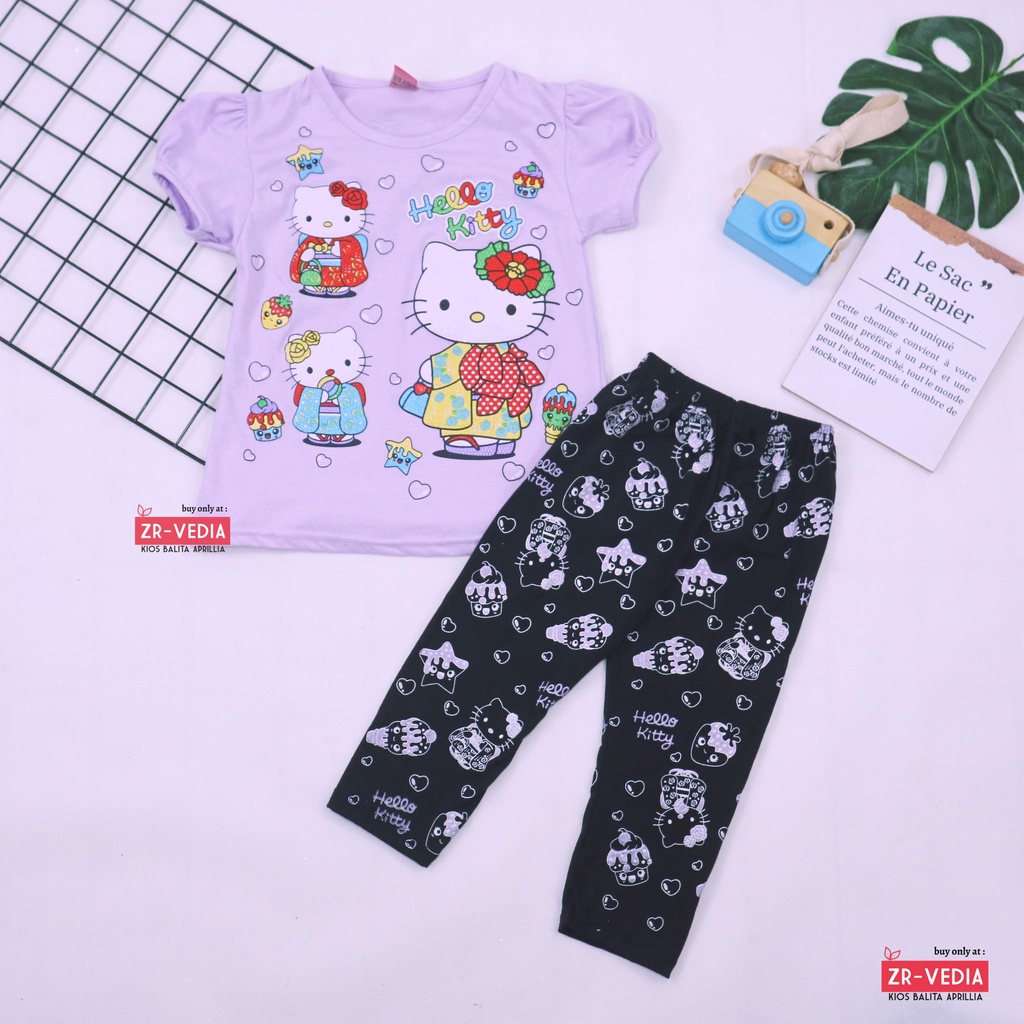 Setelan Hello Katty uk 5-6 Tahun / Baju Anak Perempuan Karakter  Celana Legging Panjang Murah Import