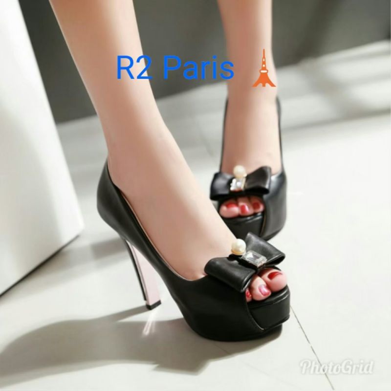 sepatu heels cewek fashion wanita pita mutiara  kebuka depan termurah harga fromo