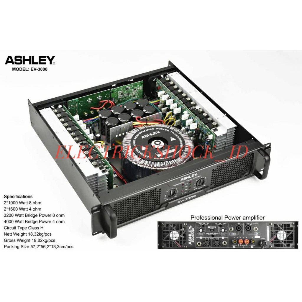 POWER AMPLIFIER ASHLEY EV 3000/EV3000 ORIGINAL