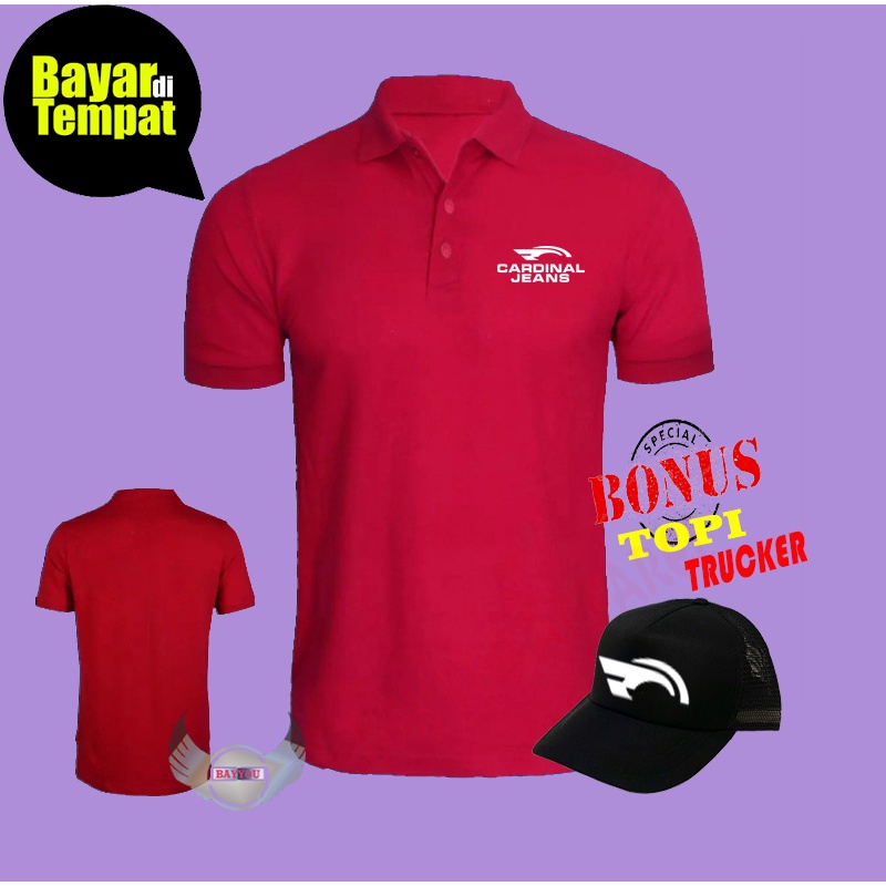 BONUS TOPI….Kaos polo kerah distro/kaos polo kerah pria dan wanita/kaos kerah cardinal jeans 02 puti