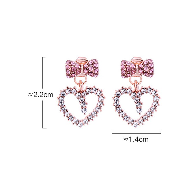 LRC Anting Tusuk Fashion Gold Diamond-shaped Heart-shaped S925 Sterling Silver Detachable Earrings