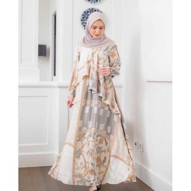 Preloved Wearing Klamby ( WK ) Rumi dress color Salted Caramel, size M, LD 96