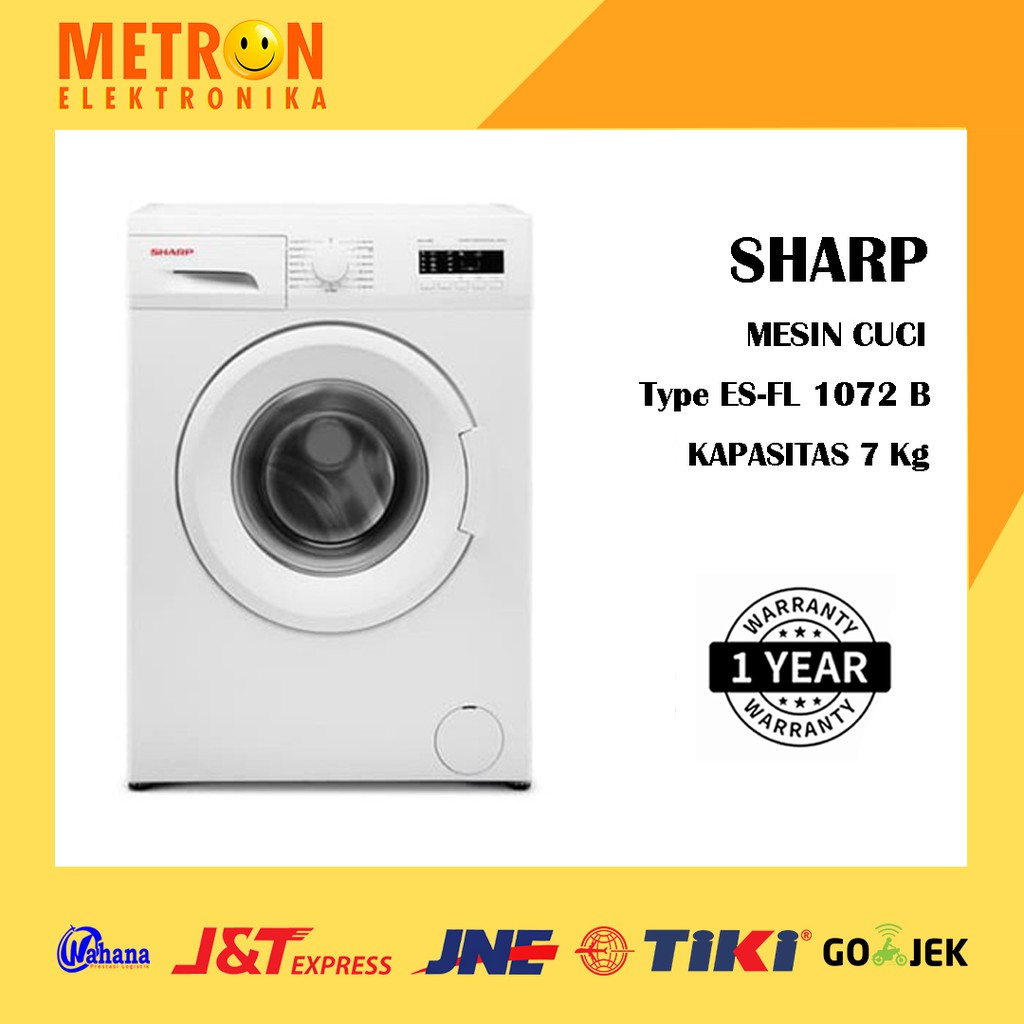 SHARP ES-FL 1072 B / MESIN CUCI FRONT LOADING 7 KG 1000 RPM / BOOMERANG SERIES / ESFL1072B