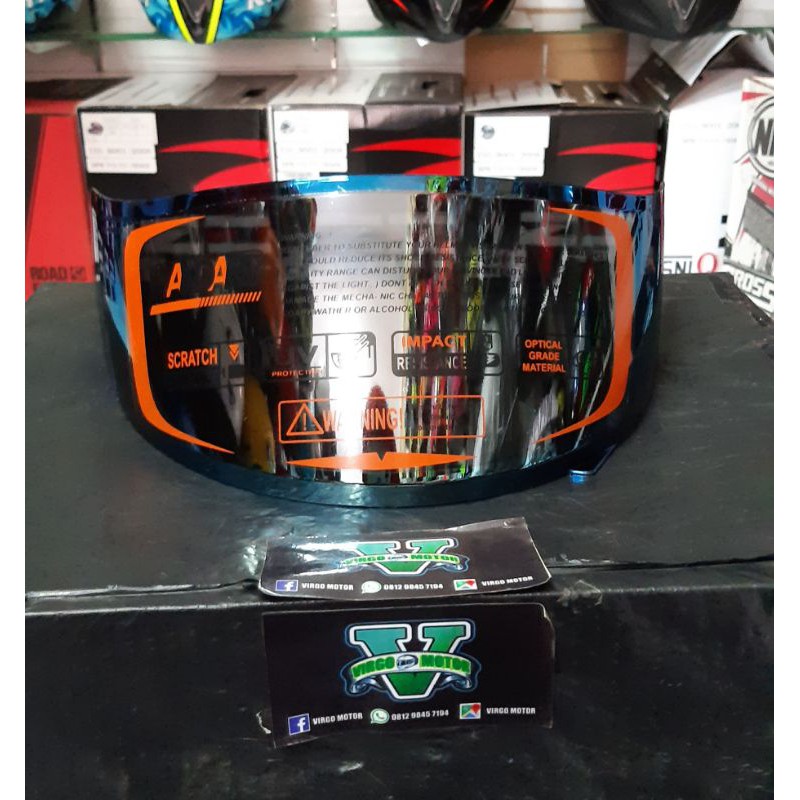VISOR HELM KYT IRIDIUM UNTUK HELM. KYT RC SEVEN KYT R10 & KYT K2 RIDER-BIRU ITAM BENING SILVER