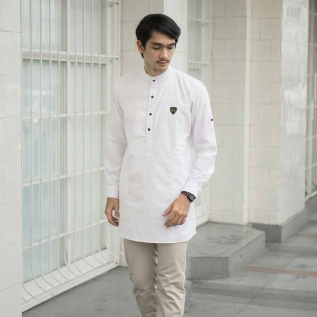 Baju Muslim qurta Pakistan | Baju koko Muslim qurta Pakistan Putih