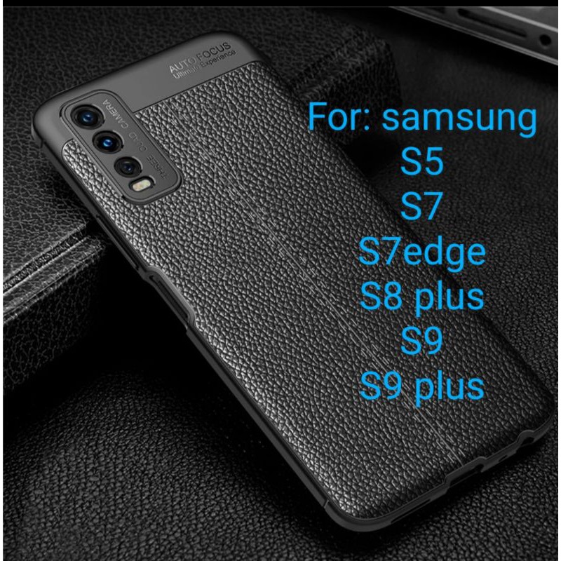 Samsung S5 S7 edge S8plus S9 Plus Silicon Autofocus Leather Softcase Casing Cover TPU Kulit jeruk