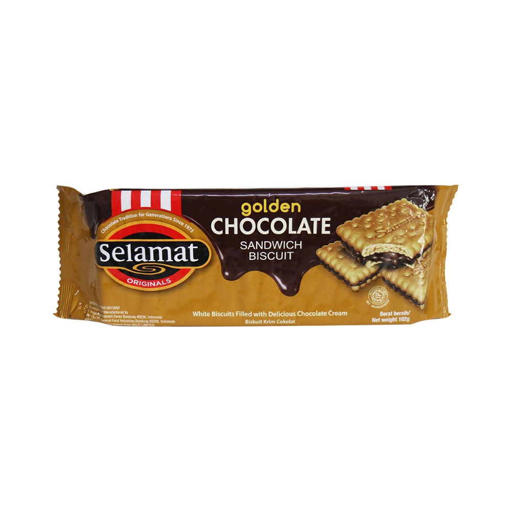 

Snack/Biscuit SELAMAT GOLDEN CHOCOLATE SANDWICH BISCUIT 102 GRAM