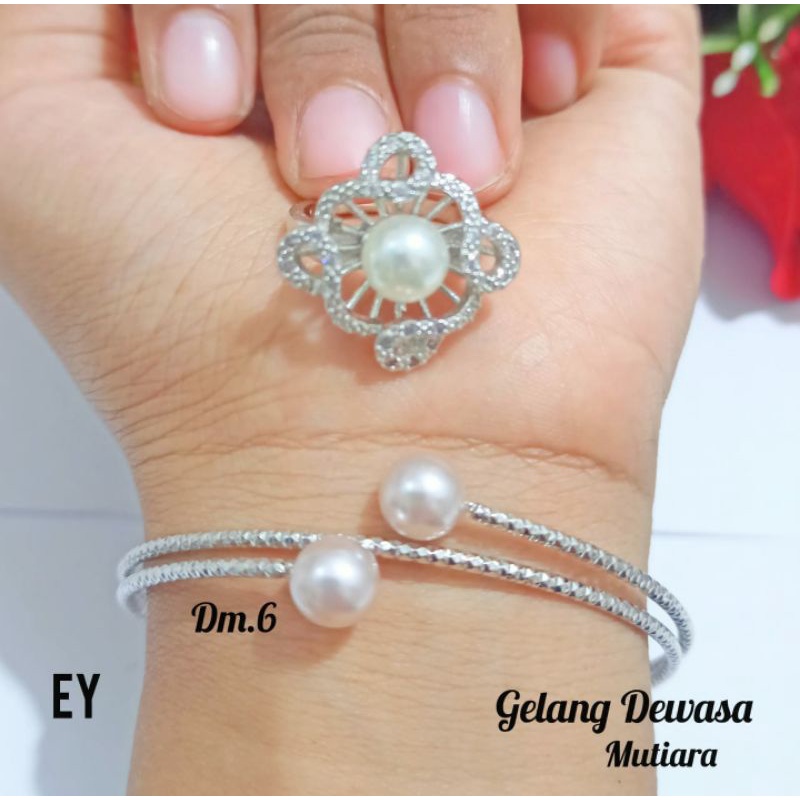 Gelang Dewasa Mutiara free Cincin Mutiara Gold dan Silver limited edition (COD)