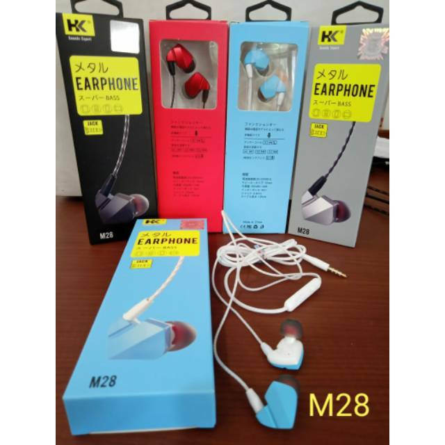 (Bisa COD) EARPHONE HK M28 Extreme BASS Colokan UNIVERSAL 3.5mm