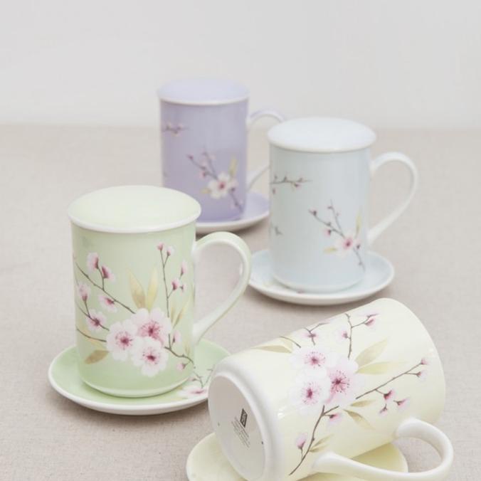 Saint James Blossom Mug 11oz with cover and saucer St James Ceramic