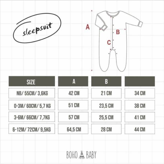 BOHOPANNA | BOHO | BOHO PANNA SLEEPSUIT | SLEEPSUIT BAYI | BAJI TIDUR BAYI | PIYAMA TIDUR BAYI POLOS | BAJU TIDUR BAYI POLOS